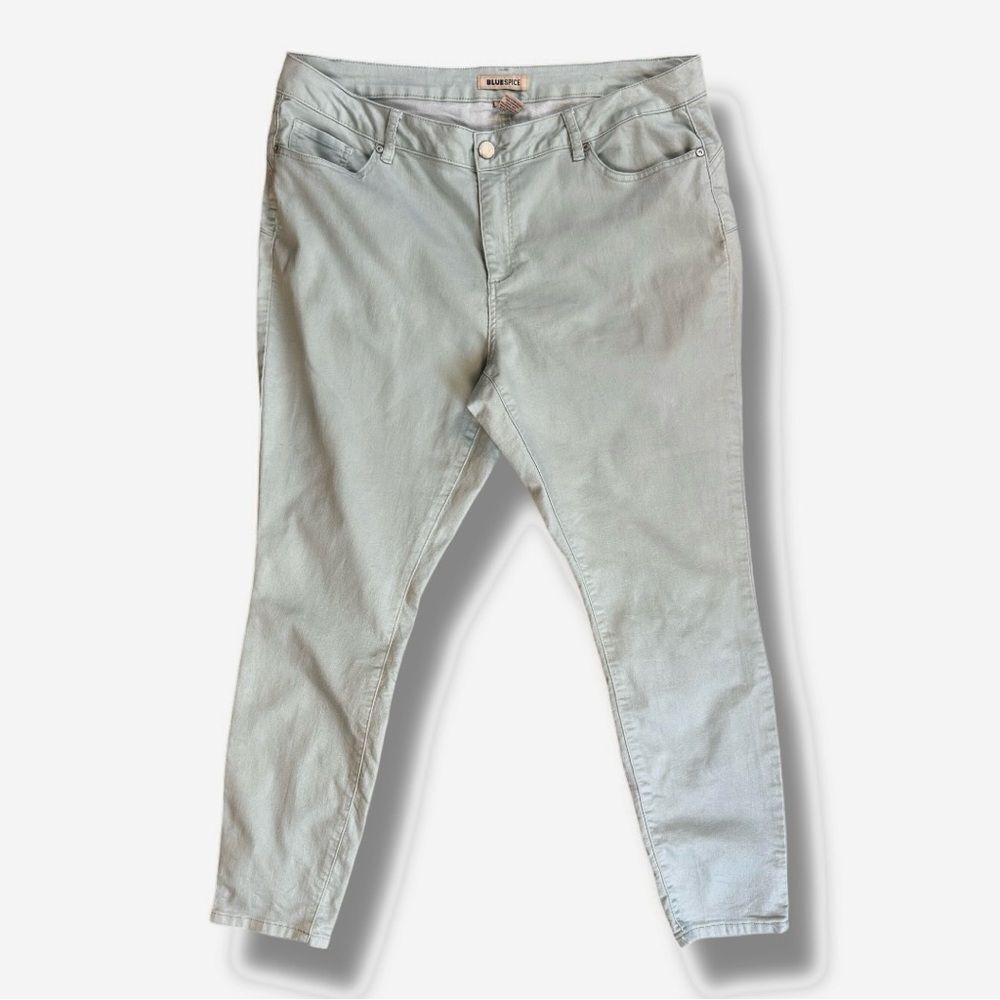 Blue Spice Green Gray Skinny Soft Denim Jeans Sz 18